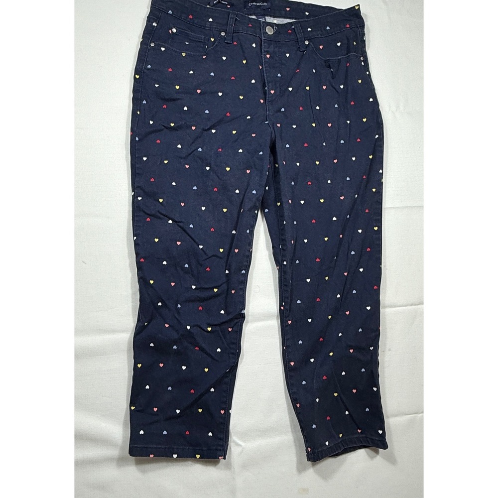 Charter Club Women's Heart Print‎ Cropped Jeans Denim Pants Size 10